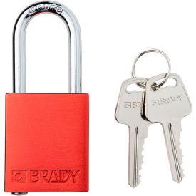 Safety Lockout Padlock, Keyed Different, 1-1/2", Aluminum/Steel, Red