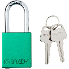 Safety Lockout Padlock, Keyed Different, 1-1/2", Aluminum/Steel, Green