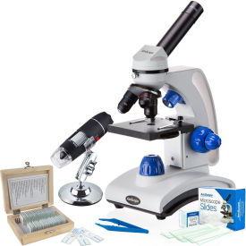 40X-1000X Monocular Microscope, 25-pc Slide Set, Tweezers Plus USB Digital Microscope