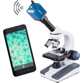 Portable LED Monocular Student Microscope, USB/Wi-fi Camera, 10-pc Slide Kit