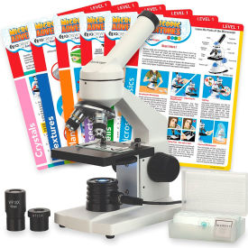 40X-1000X Monocular LED Metal Frame Compound Microscope with Blank Slides & Experiment Cards
