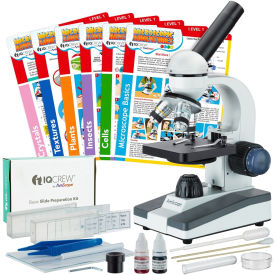 40X-1000X Portable LED Monocular Student Microscope, Basic Slide Preparation Kit, Cards