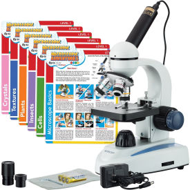 40X-1000X 360-Degree Rotating Monocular Head Microscope with USB Camera & Experiment Cards