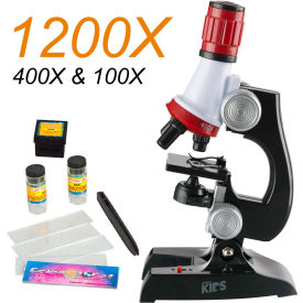 100X-1200X LED Kids Beginner Microscope Toy Set & Slides Preparation Kit