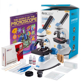 40X-1000X Dual Illumination Microscope with Slide Prep Kit & Book, Blue