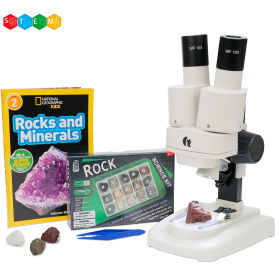 20X-50X Kid's Deluxe Stereo Microscope with Rock, Mineral Kit, Dual-Illumination