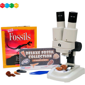 20X-50X Kid's Deluxe Stereo Microscope with Fossil Kit, Dual-Illumination