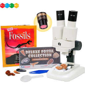 20X-50X Kid's Deluxe Stereo Microscope with Digital Camera, Fossil Kit, Dual-Illumination