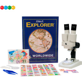 20X-50X Kid's Deluxe Stereo Microscope with Stamp Kit, Dual-Illumination