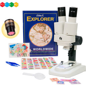 20X-50X Kid's Deluxe Stereo Microscope Digital Camera, Stamp Kit, Dual-Illumination