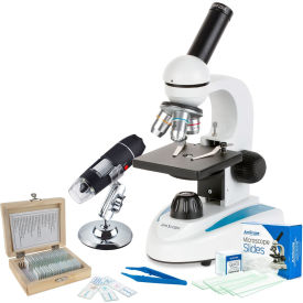 40X-1000X Monocular Microscope with 25-pc Slides Set, Tweezers and USB Digital Microscope