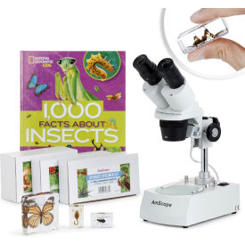 20X-40X Student Stereo Microscope, 9-pc 3D Insect Specimen Kit, Book