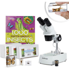 20X-40X Student Stereo Microscope, 9-pc 3D Insect Specimen Kit, Book & Digital Camera