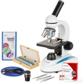 40X-1000X Monocular Microscope, 1.3MP Digital Camera, 3-pc Tweezers, 50-pc Slide Set