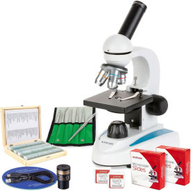 40X-1000X Monocular Microscope, 1.3MP Digital Camera, 6-pc Tweezers, 100-pc Slide Set