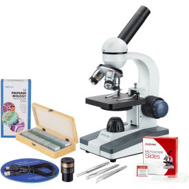 40X-1000X Monocular Microscope, 1.3MP Digital Camera, 3-pc Tweezers Set & 50-pc Slide Set