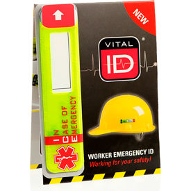 Emergency ID Tag w/ Data-Window 3" x 2-1/2", Fits to Hard Hat, Reflective, 25/PK