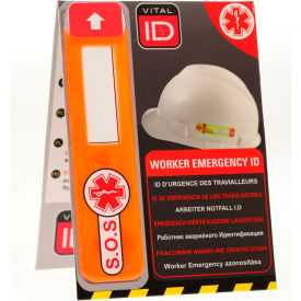 Worker Emergency ID Tag 3" x 2-1/2", Fits to Hard Hat, Reflective, 25/Pack