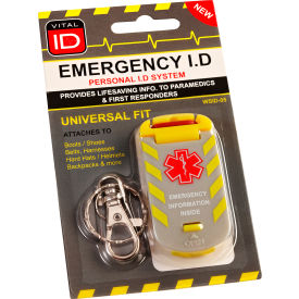Universal-Fit Worker Emergency ID Tag 2-3/4" x 3", Shock-Cord Fitting, Waterproof, 10/Pack