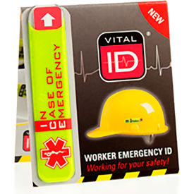Standard Worker Emergency ID Tag 3" x 2-1/4", Fits to Hard Hat, Reflective, 25/Pack