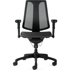 Modern Mesh Chair W/ Contoured Backrest, Adjustable Arms, 275Lb Weight Capacity, Black