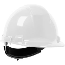 Cap Style Hard Hat HDPE Shell, 4-Point Textile Suspension, Wheel Ratchet Adjustment, White