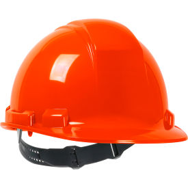 Cap Style Hard Hat HDPE Shell, 4-Pt Textile Suspension, Pin-Lock Adjustment, Hi-Vis Orange