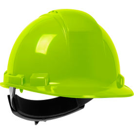 Cap Style Hard Hat HDPE Shell, Vented 4-Pt Textile Suspension, Ratchet Adj., Hi-Vis Yellow