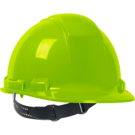 Cap Style Hard Hat, HDPE Shell, 4-Pt Textile Suspension, Pin-Lock Adjustment, Hi-Vis Yellow