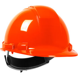 Cap Style Hard Hat HDPE Shell, Vented 4-Pt Textile Suspension, Ratchet Adj., Hi-Vis Orange