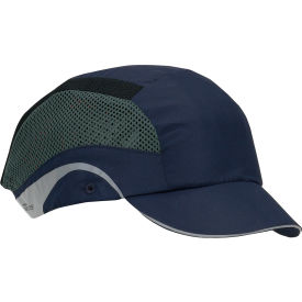 Aerolite Lightweight Baseball Style Bump Cap HDPE Liner and Adj. Back, Short Brim, Navy