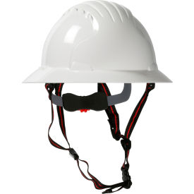 Evo 6161 Ascend Full Brim Safety Helmet HDPE Shell, 6-Pt Suspension, Wheel Ratchet Adjustment, White