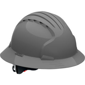 Evolution Deluxe 6161 Full Brim Hard Hat HDPE Shell, 6-Pt Suspension, Ratchet Adj., Gray