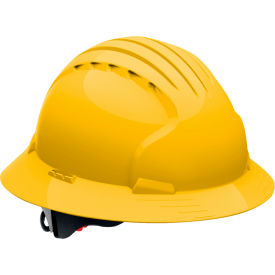 Full Brim Hard Hat HDPE Shell, 6-Pt Polyester Suspension, Ratchet Adj., Yellow