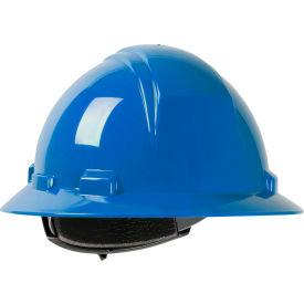 Full Brim Hard Hat with HDPE Shell, 4-Point Nylon Webbing Cradle and Ratchet Adjustment in Royal Blue