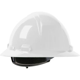 Kilimanjaro Full Brim Hard Hat HDPE Shell, 4-Pt Nylon Webbing Cradle, Ratchet Adjustment, White