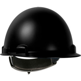 Cap Style Dome Hard Hat Nylon/Fiber Resin Shell, 4-PT Suspension, Rachet Adjustment, Black