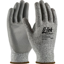 Seamless Knit PolyKor Glove Polyurethane Coated Flat Grip, XXL, Salt & Pepper, 12 Pair