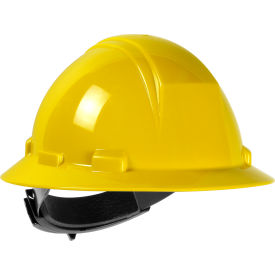 Type II Full Brim Hard Hat with HDPE Shell, 4-Point Suspension, Ratchet Adjustment in Yellow