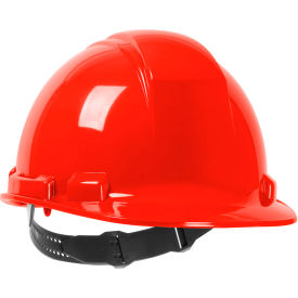 Cap Style Hard Hat HDPE Shell, 4-Point Textile Suspension and Pin-Lock Adjustment, Red