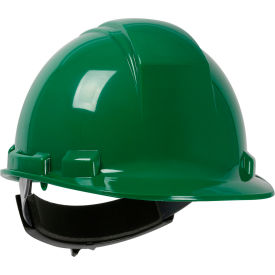 Cap Style Hard Hat HDPE Shell, 4-Pt Textile Suspension, Wheel Ratchet Adj., Dark Green