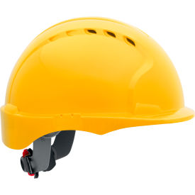 Evolution Deluxe 6151 Short Brim Hard Hat HDPE Shell, 6-Pt Suspension, Ratchet Adjustment, Yellow