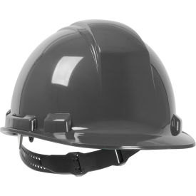 Cap Style Hard Hat HDPE Shell, 4-pt Textile Suspension and Pin-Lock Adjustment, Dark Gray