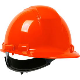 Cap Style Hard Hat HDPE Shell, 4-Pt Textile Suspension, Wheel Ratchet Adj., Hi-Vis Orange