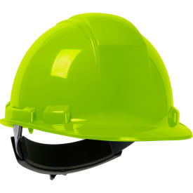 Cap Style Hard Hat HDPE Shell, 4-Point Textile Suspension, Wheel Ratchet Adjustment, Hi-Vis Yellow