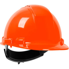 Cap Style Hard Hat HDPE Shell, Vented 4-Pt Textile Suspension, Ratchet Adjustment, Orange