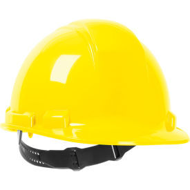 Cap Style Hard Hat with HDPE Shell, 4-Point Textile Suspension, Pin-Lock Adjustment - Yellow
