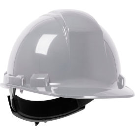 Cap Style Hard Hat, HDPE Shell, 4-Point Textile Suspension, Wheel Ratchet Adjustment, Gray