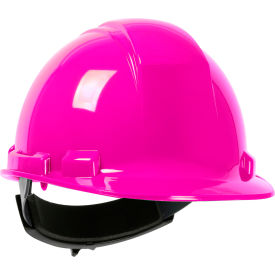 Cap Style Hard Hat HDPE Shell, 4-Point Textile Suspension, Wheel Ratchet Adjustment, Pink