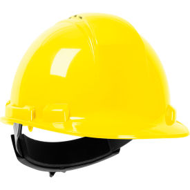 Cap Style Hard Hat HDPE Shell, Vented 4-Pt Textile Suspension, Ratchet Adjustment, Yellow